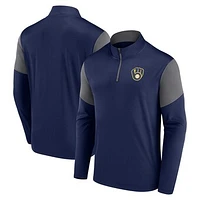 Men's Fanatics Navy Milwaukee Brewers Logo Quarter-Zip Top