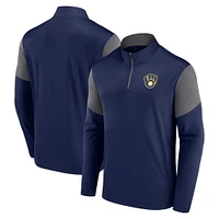 Men's Fanatics Navy Milwaukee Brewers Logo Quarter-Zip Top