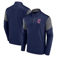 Men's Fanatics Navy Cleveland Guardians Logo Quarter-Zip Top