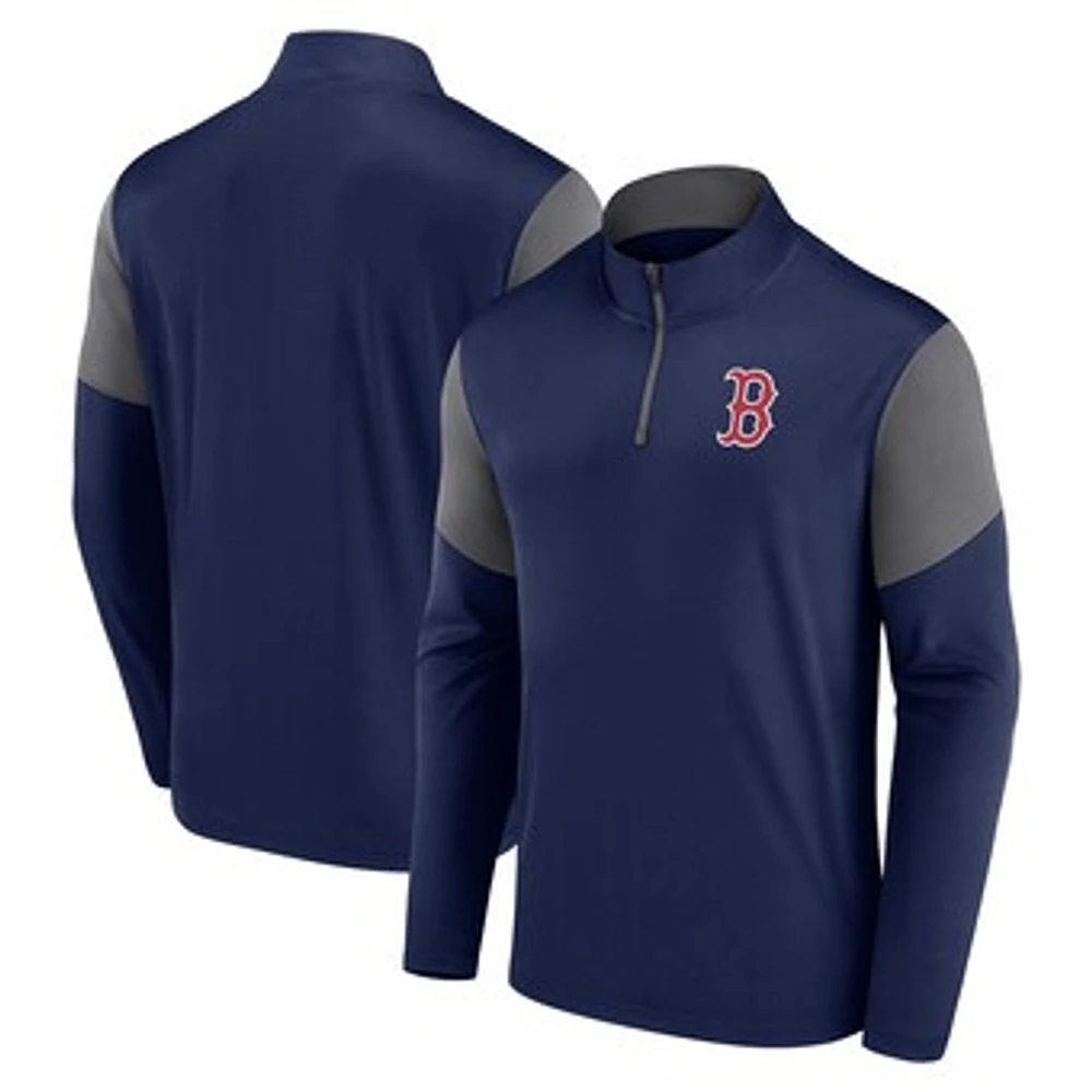 Men's Fanatics Navy Boston Red Sox Logo Quarter-Zip Top