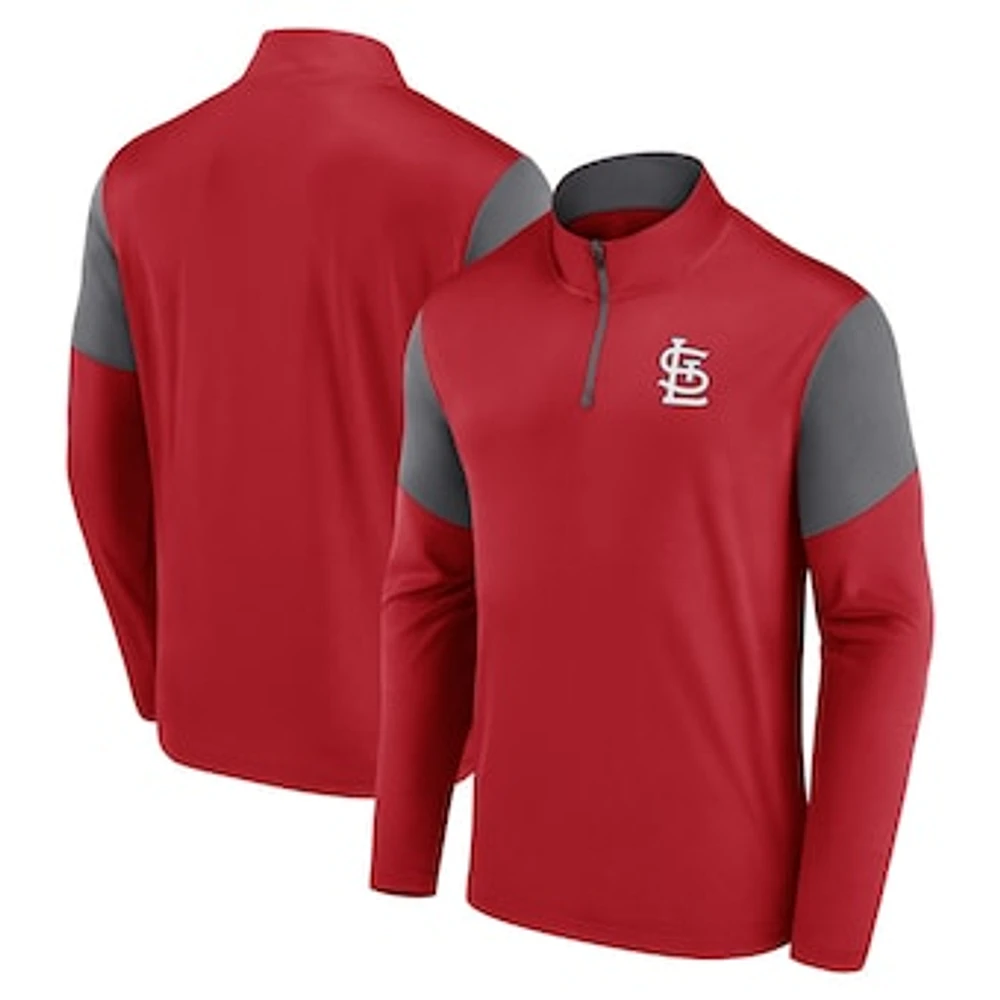 Men's Fanatics Red St. Louis Cardinals Logo Quarter-Zip Top