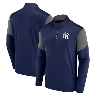 Men's Fanatics Navy New York Yankees Logo Quarter-Zip Top