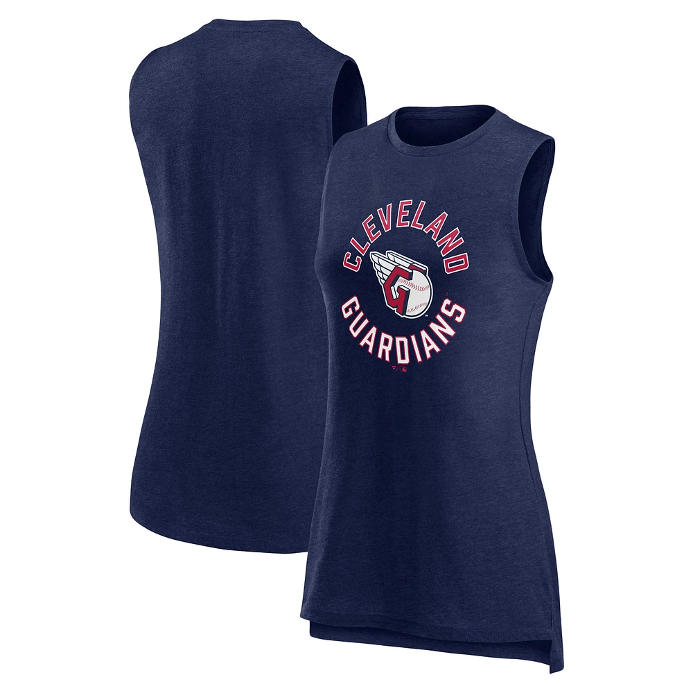 Women's Fanatics  Heather Navy Cleveland Guardians What Goes Around Tank Top