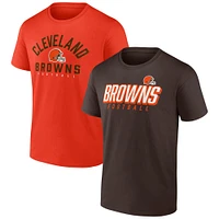 Men's Fanatics Brown/Orange Cleveland Browns Player Two-Pack T-Shirt Set