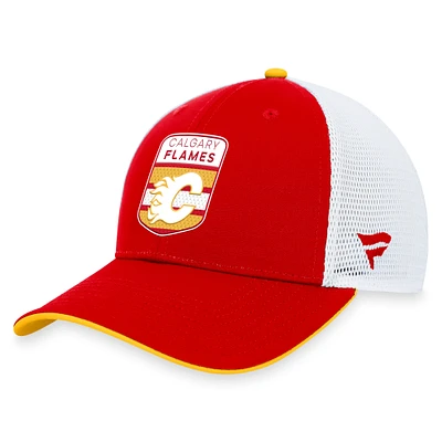 Men's Fanatics Red Calgary Flames NHL Draft On Stage Trucker Adjustable Hat