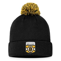 Men's Fanatics Black Boston Bruins NHL Draft Cuffed Knit Hat with Pom