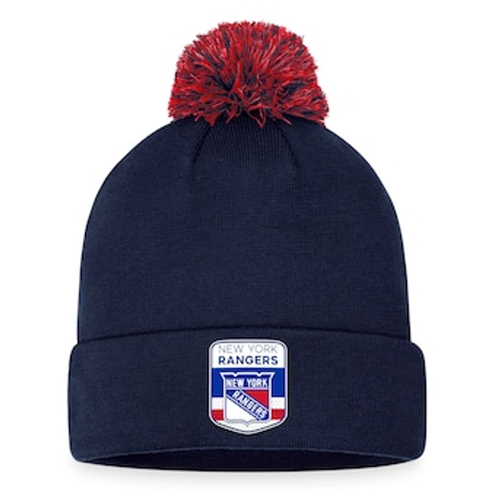 Men's Fanatics Navy New York Rangers NHL Draft Cuffed Knit Hat with Pom