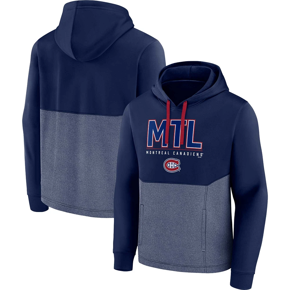 Men's Fanatics Navy Montreal Canadiens Successful Tri-Blend Pullover Hoodie