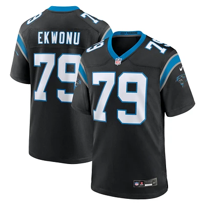 Men's Nike Ikem Ekwonu Black Carolina Panthers Game Jersey