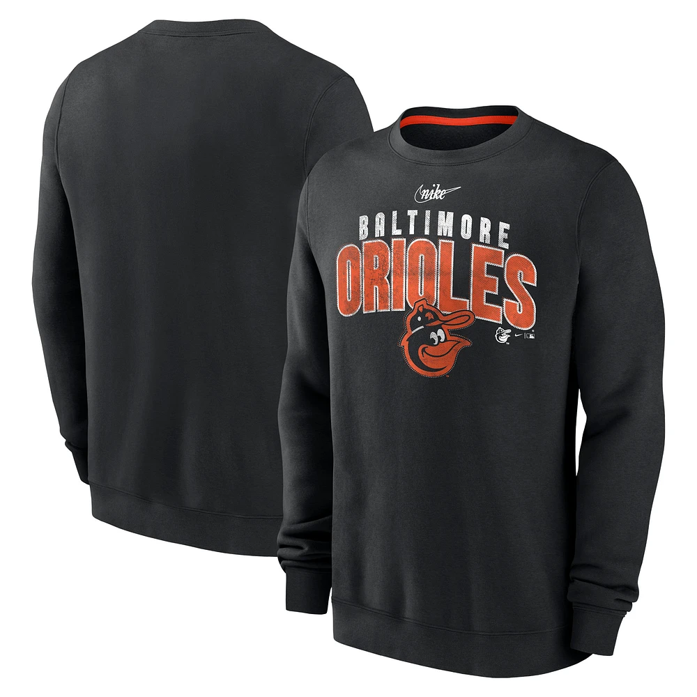 Men's Nike  Black Baltimore Orioles Cooperstown Collection Team Shout Out Pullover Sweatshirt