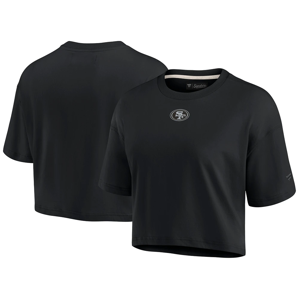 Women's Fanatics Black San Francisco 49ers Elements Super Soft Boxy Cropped T-Shirt