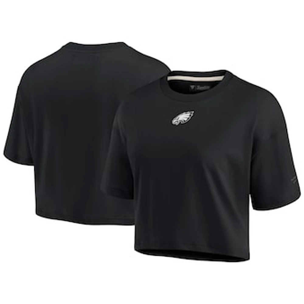 Women's Fanatics Black Philadelphia Eagles Elements Super Soft Boxy Cropped T-Shirt