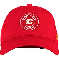 Men's adidas Red Calgary Flames Team Circle Slouch - Adjustable Hat