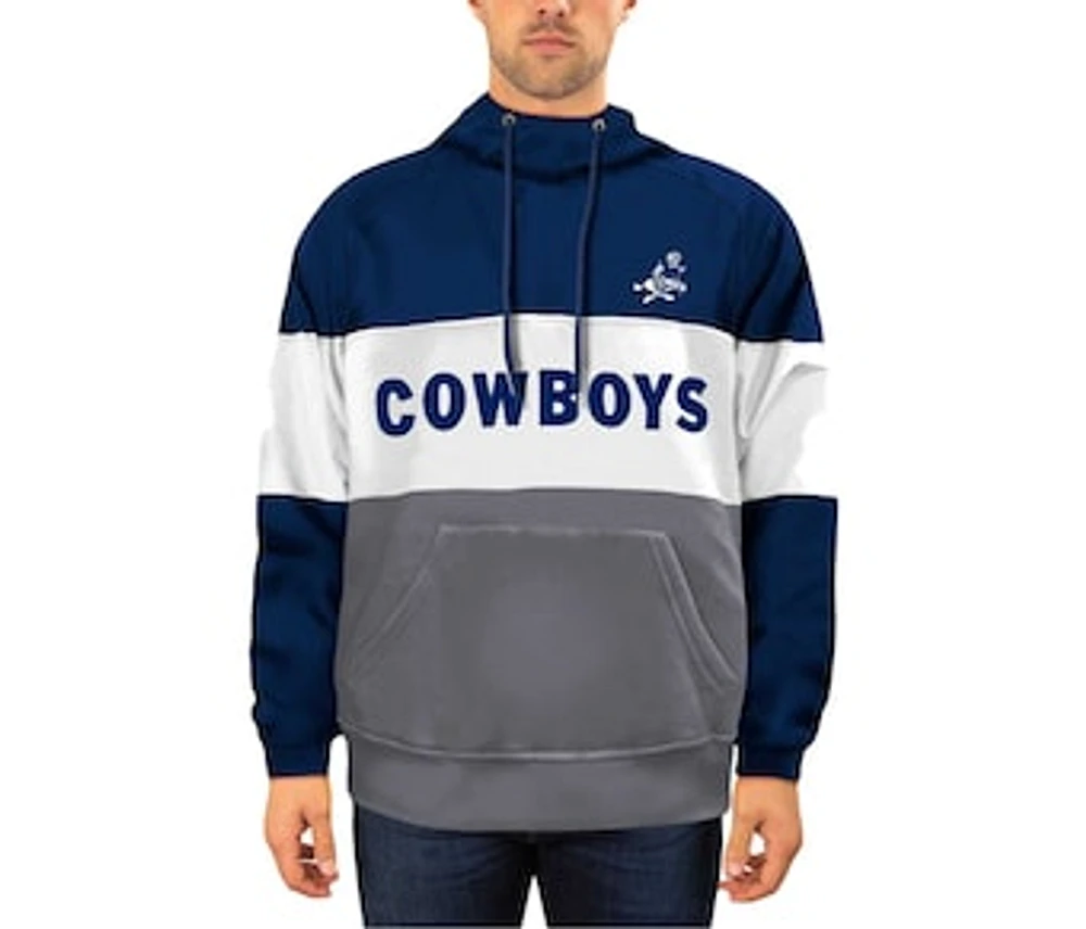 Men's New Era Navy/White Dallas Cowboys Big & Tall Retro Joe Fleece Pullover Hoodie