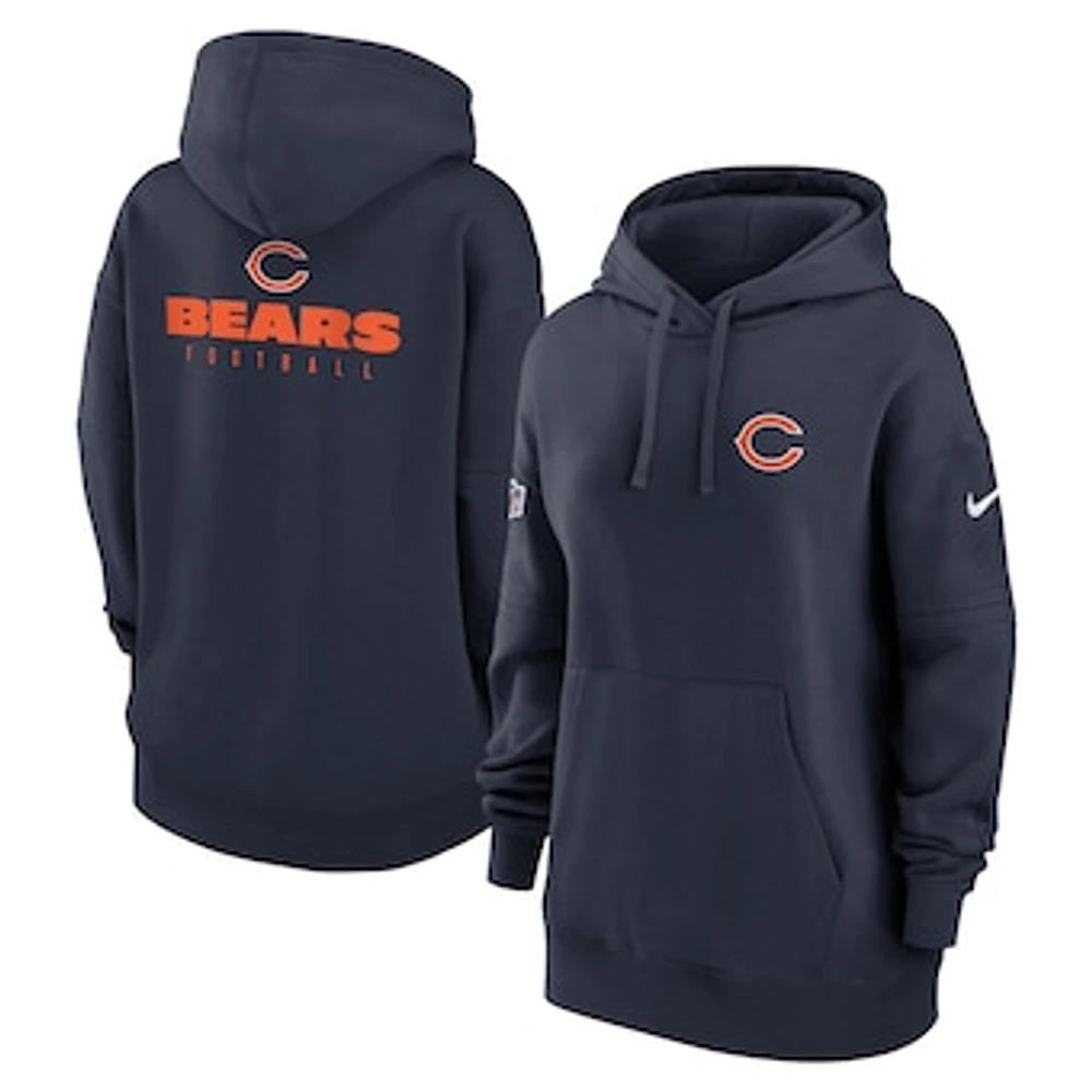 Women's Nike Navy Chicago Bears 2023 Sideline Club Fleece Pullover Hoodie