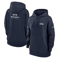 Women's Nike College Navy Seattle Seahawks 2023 Sideline Club Fleece Pullover Hoodie