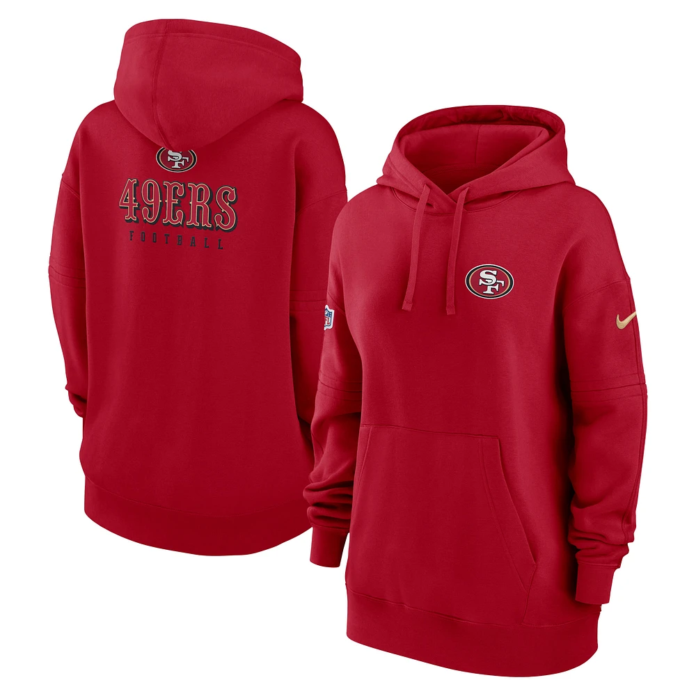 Women's Nike Scarlet San Francisco 49ers 2023 Sideline Club Fleece Pullover Hoodie