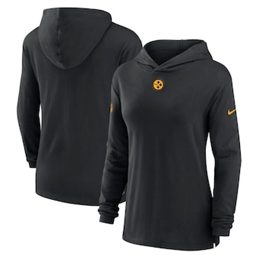 Women's Nike Black Pittsburgh Steelers Sideline Performance Long Sleeve Hoodie T-Shirt