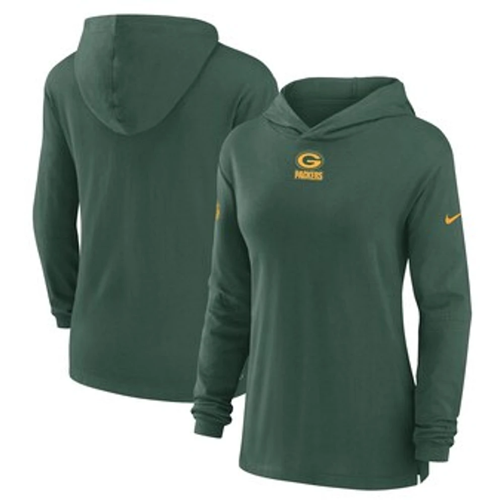 Women's Nike Green Bay Packers Sideline Performance Long Sleeve Hoodie T-Shirt