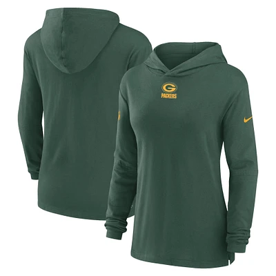 Women's Nike Green Green Bay Packers Sideline Performance Long Sleeve Hoodie T-Shirt