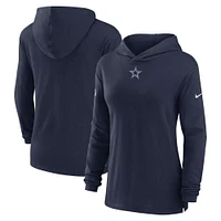 Women's Nike Navy Dallas Cowboys Sideline Performance Long Sleeve Hoodie T-Shirt