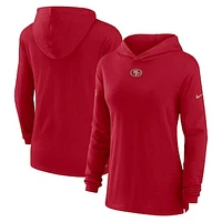 Women's Nike Scarlet San Francisco 49ers Sideline Performance Long Sleeve Hoodie T-Shirt