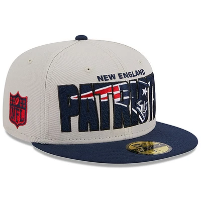 Men's New Era Stone/Navy New England Patriots 2023 NFL Draft On Stage 59FIFTY Fitted Hat