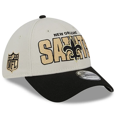 Men's New Era Stone/Black Orleans Saints 2023 NFL Draft 39THIRTY Flex Hat