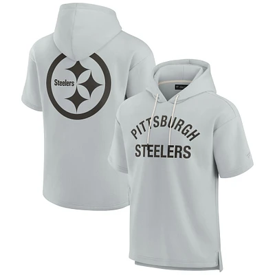 Unisex Fanatics Gray Pittsburgh Steelers Elements Super Soft Fleece Short Sleeve Pullover Hoodie