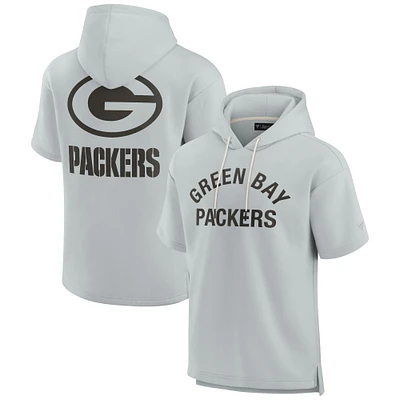 Unisex Fanatics Gray Green Bay Packers Elements Super Soft Fleece Short Sleeve Pullover Hoodie