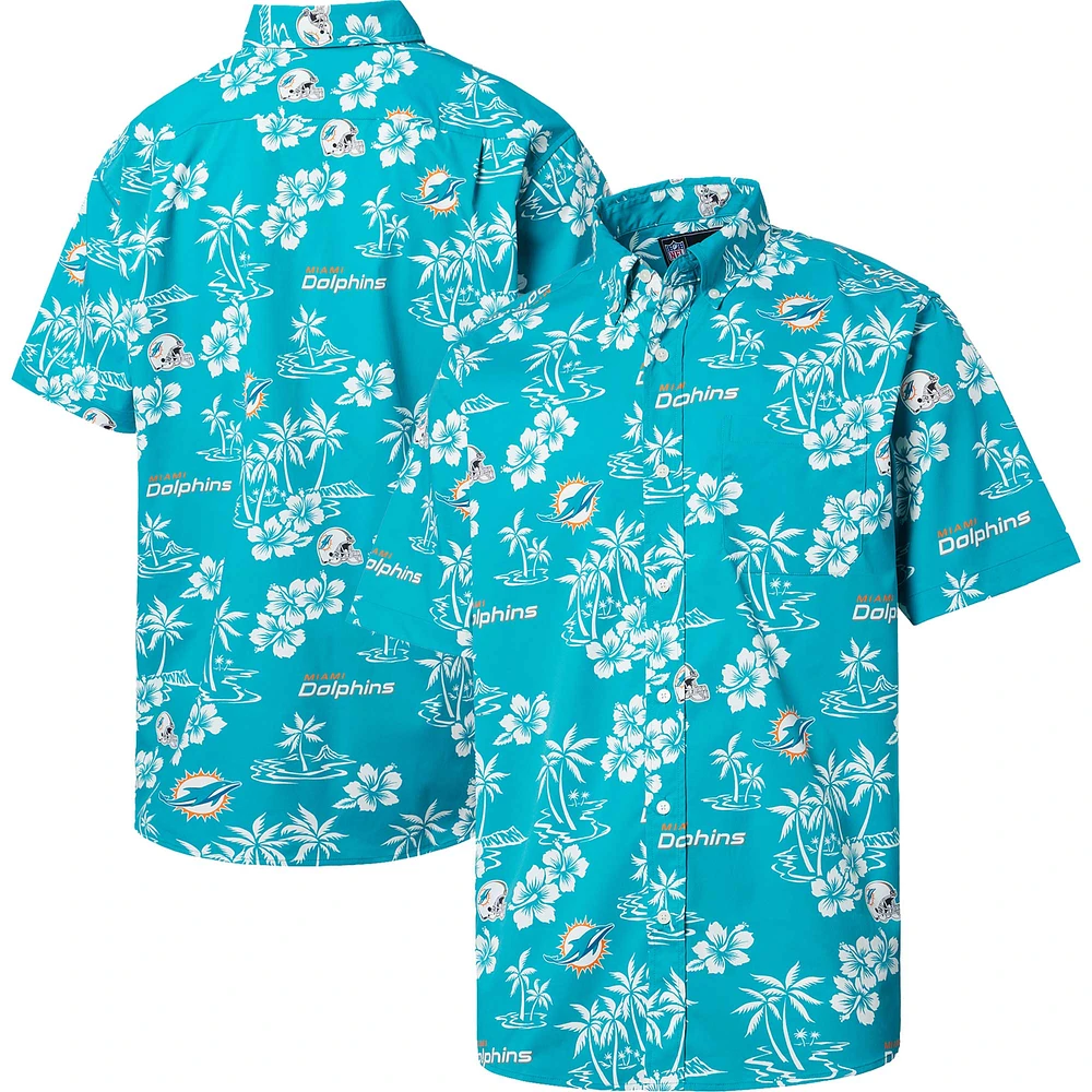 Men's Reyn Spooner Aqua Miami Dolphins Kekai Button-Up Shirt