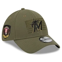 Men's New Era  Green Miami Marlins 2023 Armed Forces Day 39THIRTY Flex Hat