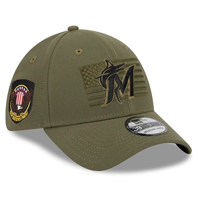 Men's New Era  Green Miami Marlins 2023 Armed Forces Day 39THIRTY Flex Hat