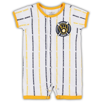 Newborn & Infant White Milwaukee Brewers Ball Hitter Romper