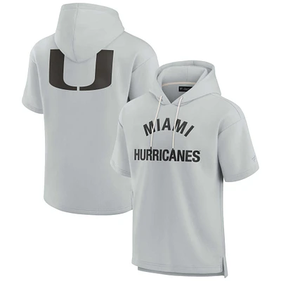 Unisex Fanatics Gray Miami Hurricanes Elements Super Soft Fleece Short Sleeve Pullover Hoodie