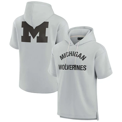 Unisex Fanatics Gray Michigan Wolverines Elements Super Soft Fleece Short Sleeve Pullover Hoodie