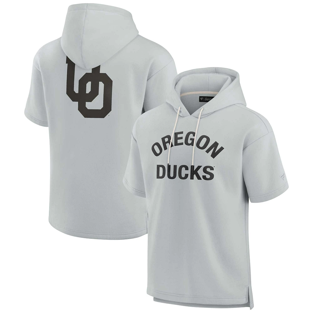 Unisex Fanatics Gray Oregon Ducks Elements Super Soft Fleece Short Sleeve Pullover Hoodie