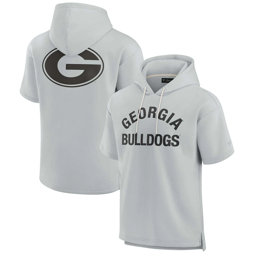 Unisex Fanatics Gray Georgia Bulldogs Elements Super Soft Fleece Short Sleeve Pullover Hoodie