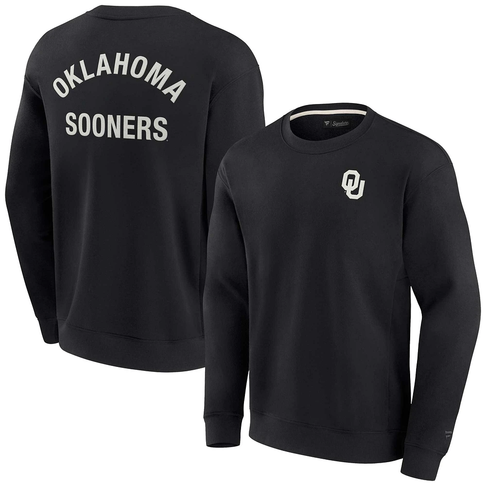 Unisex Fanatics Black Oklahoma Sooners Super Soft Pullover Crew Sweatshirt