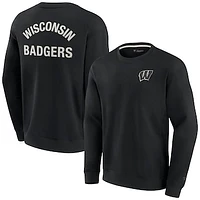 Unisex Fanatics Black Wisconsin Badgers Super Soft Pullover Crew Sweatshirt