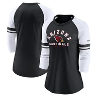 Women's Nike Black Arizona Cardinals 3/4-Sleeve Lightweight Raglan Fashion T-Shirt