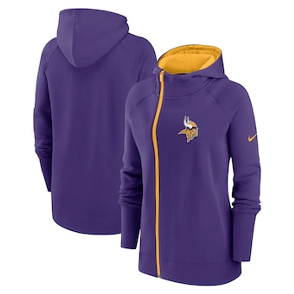 Women's Nike  Purple Minnesota Vikings Asymmetrical Raglan Full-Zip Hoodie