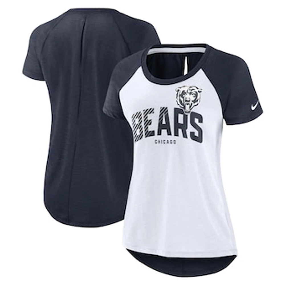 Women's Nike White/Heather Scarlet Chicago Bears Back Slit Lightweight Fashion T-Shirt