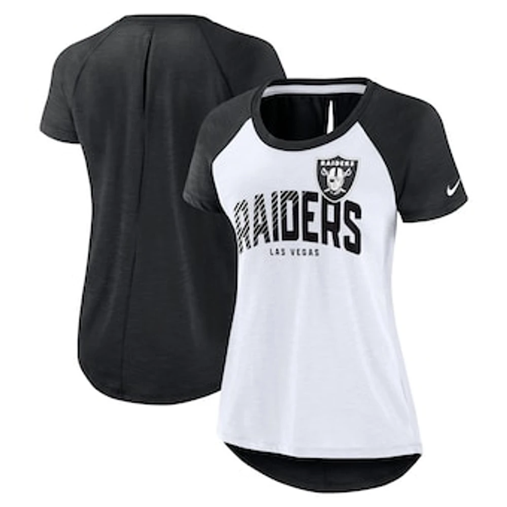 Women's Nike White/Heather Scarlet Las Vegas Raiders Back Slit Lightweight Fashion T-Shirt