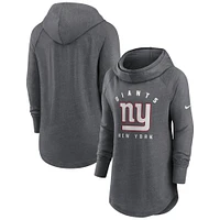 Women's Nike Heather Charcoal New York Giants Raglan Funnel Neck Pullover Hoodie