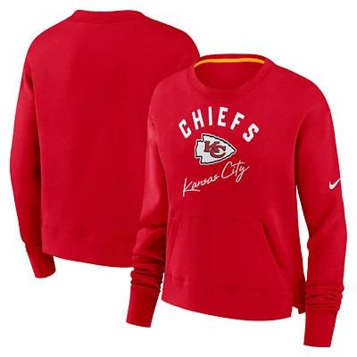 Women's Nike Red Kansas City Chiefs High Hip Fleece Pullover Sweatshirt