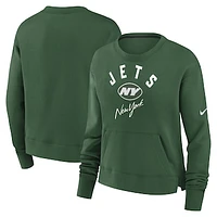 Women's Nike Green New York Jets High Hip Fleece Pullover Sweatshirt