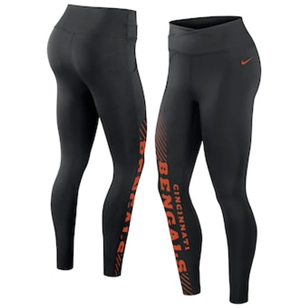 Women's Nike Black Cincinnati Bengals Yard Line Crossover Leggings