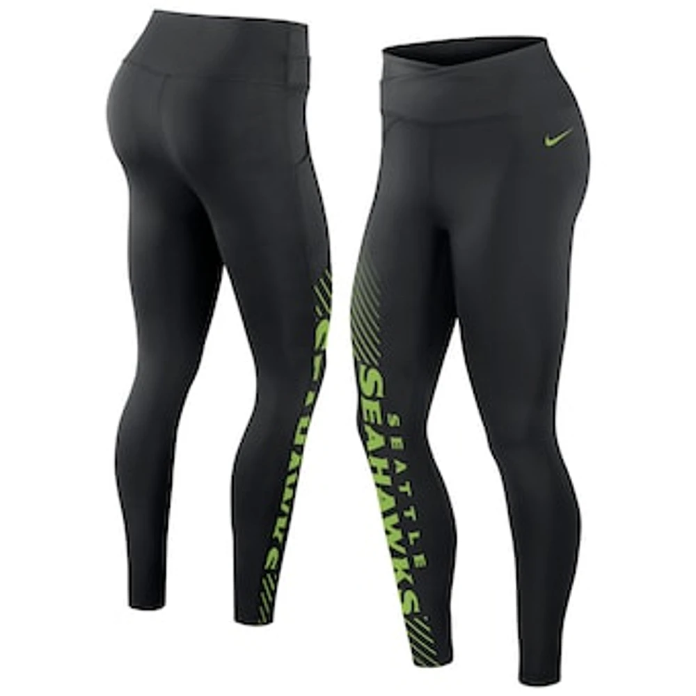 Women's Nike Black Seattle Seahawks Yard Line Crossover Leggings