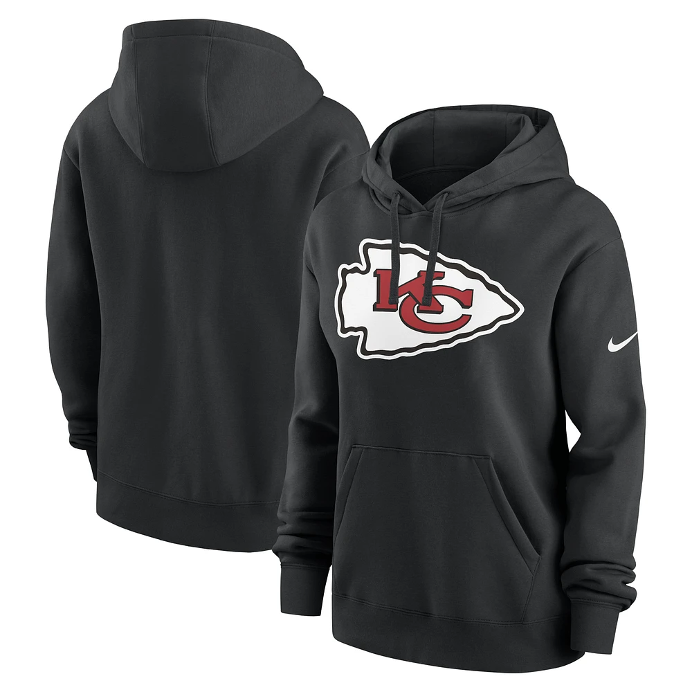 Women's Nike Black Kansas City Chiefs Team Logo Club Fleece Pullover Hoodie